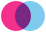 A pink circle partially overlapping a blue circle next to it